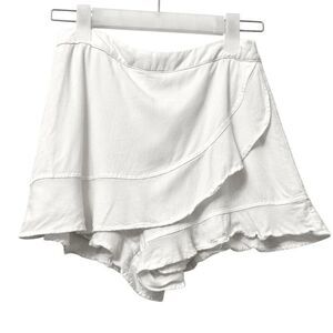 Altar'd State Ruffle Trim Back Zip Rayon Blend Wrap Front Mini Skort White XS